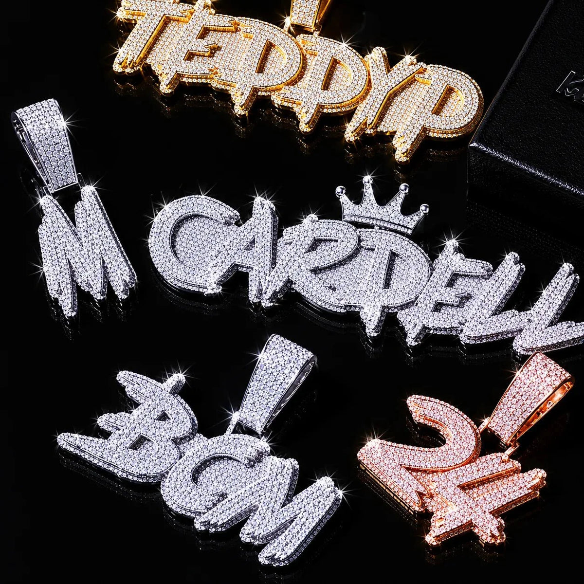 Custom Iced-Out Diamond Bold-Letter Name Pendant