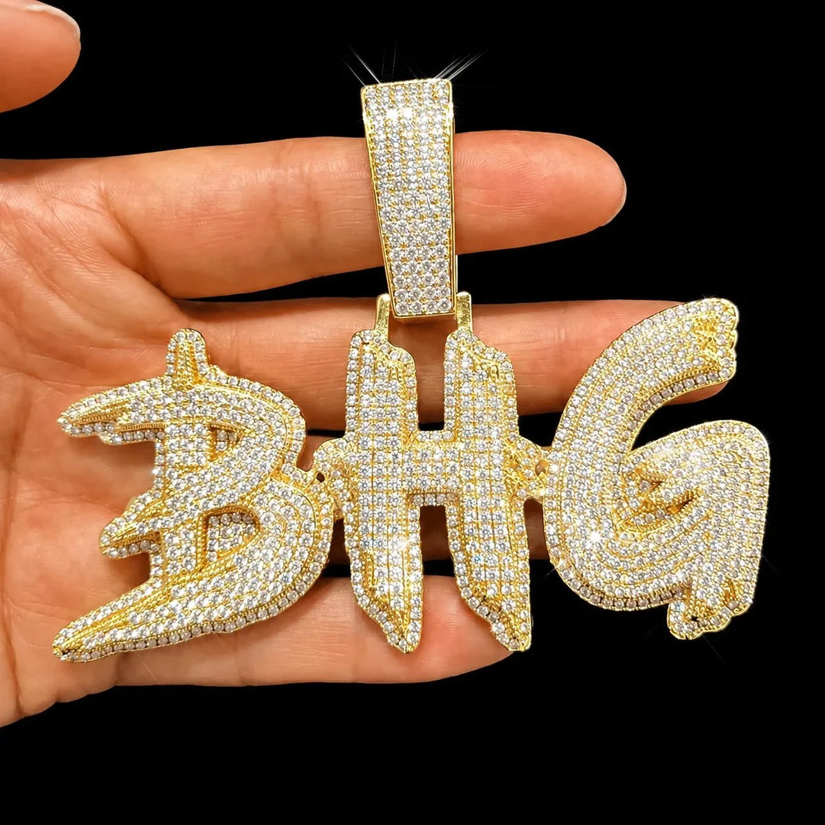 Fully Iced-Out Custom Letter Name Pendant