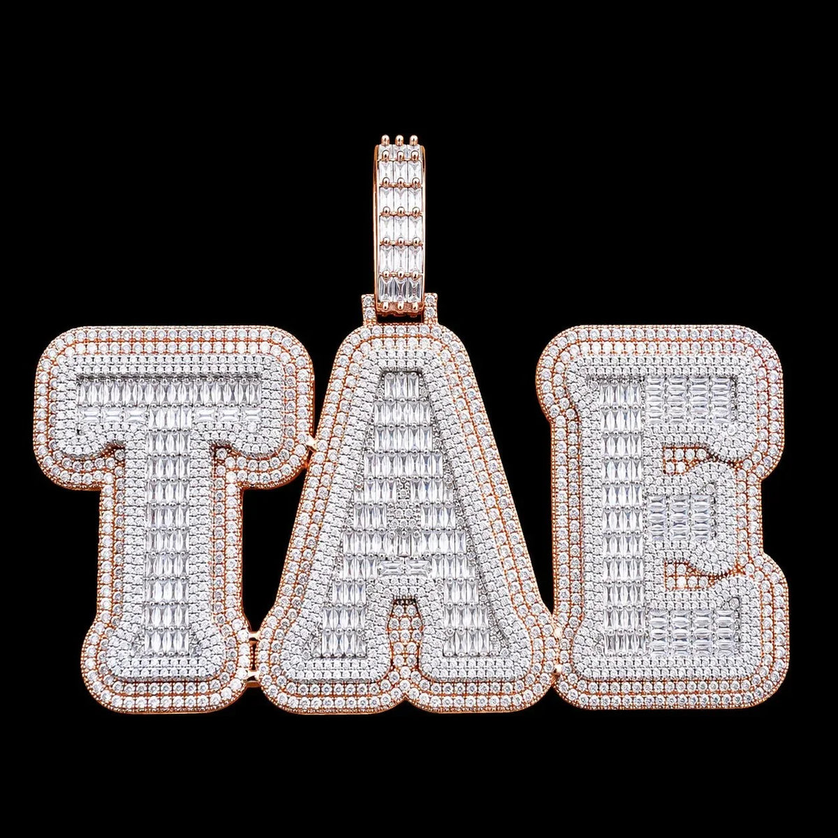 Fully Iced-Out Double-Layer T-Set Diamond Custom Letter Pendant