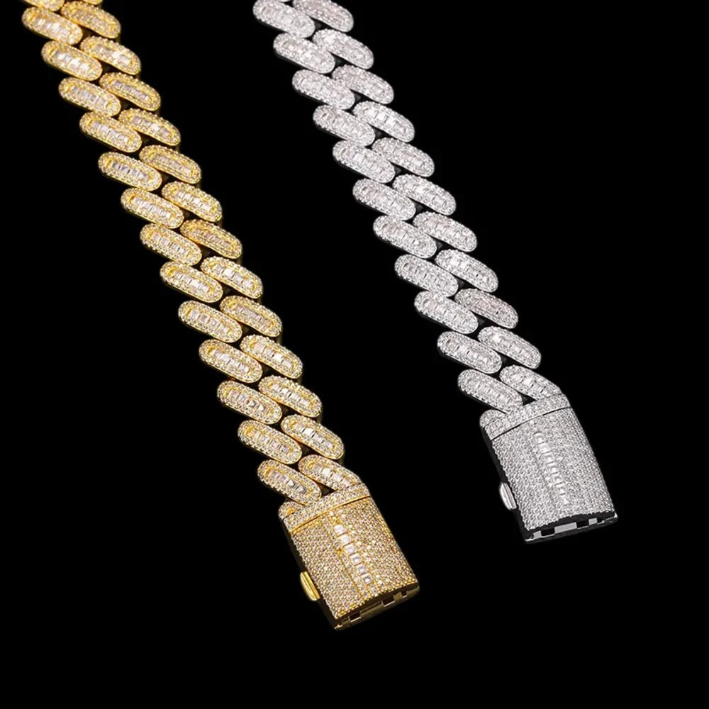 Fully Iced Out Square Diamond Cuban Link Chain - 14mm