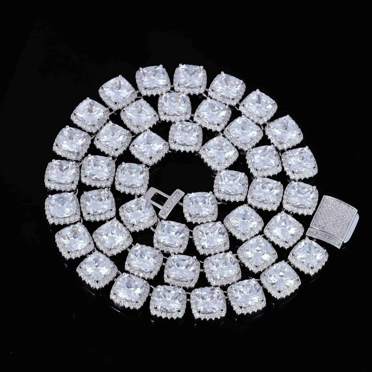 Glacier Clustered Tennis Chain in White Gold