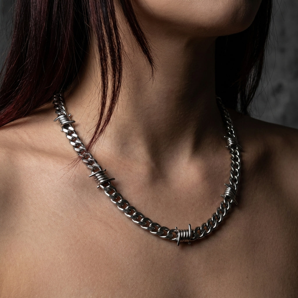 ARUXYA 9mm Barb Wire Cuban Chain