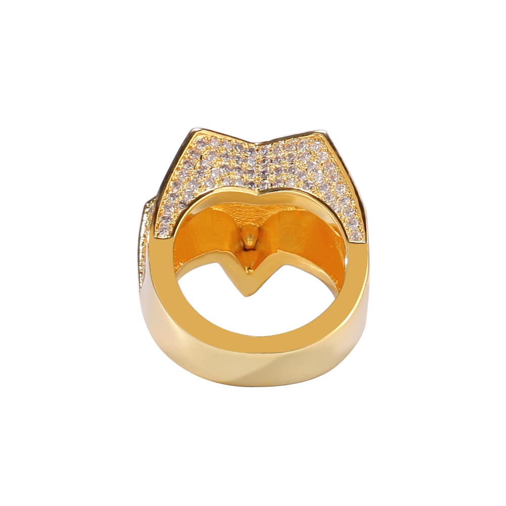 Hip-Hop Sapphire Star Ring with Diamond Encrusted Pentagram