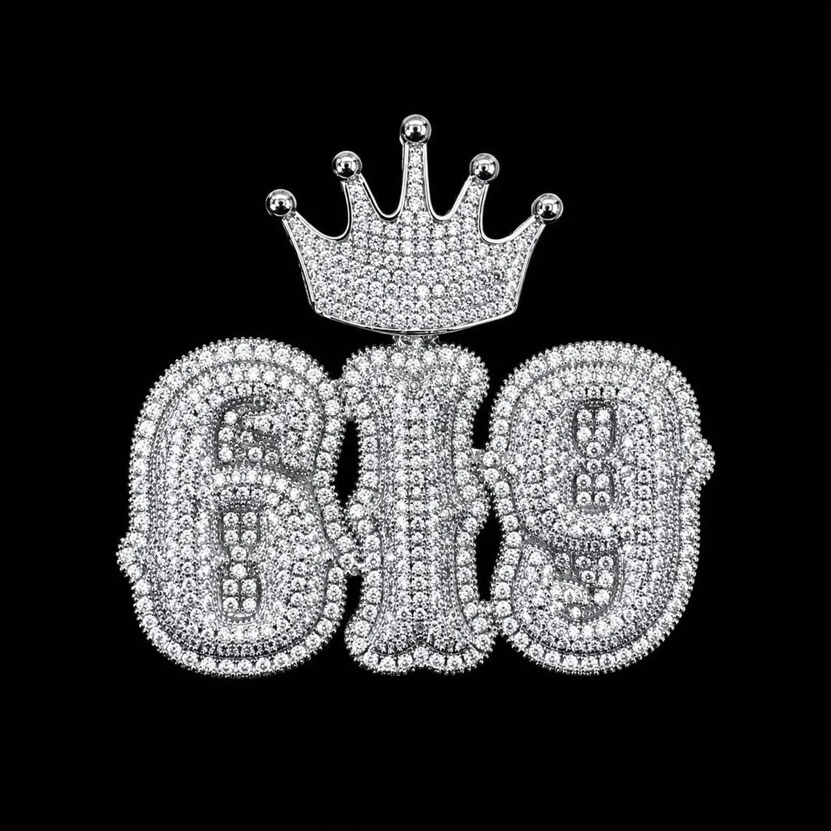 Iced-Out Crown Clasp Custom Gothic Letter Pendant
