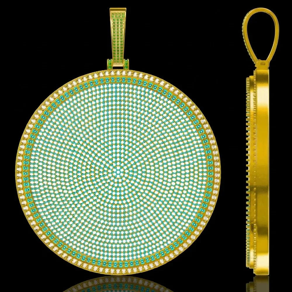 Custom 3D Iced-Out Letter Large Round Pendant – 76mm