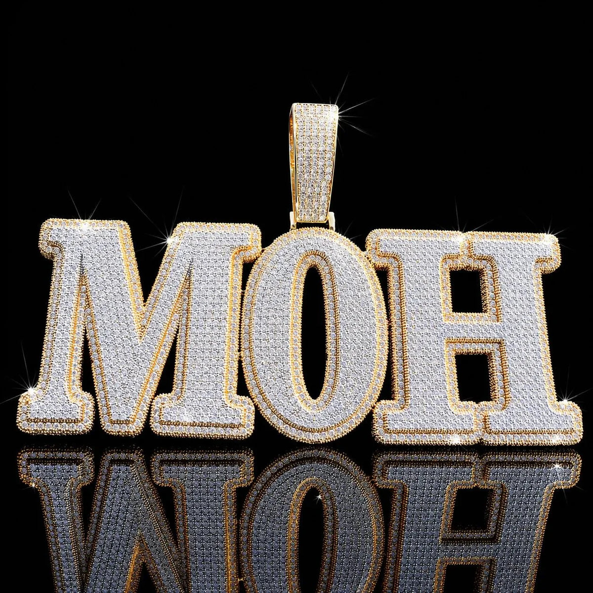 Iced-Out Double-Layer Custom Large Letter Pendant