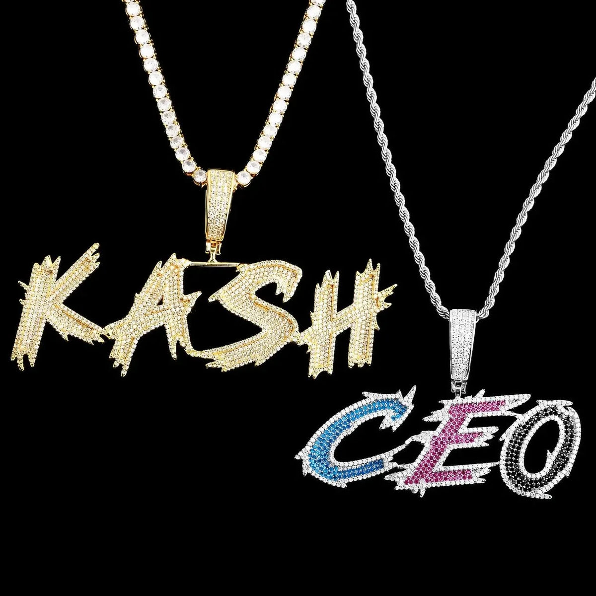 Iced-Out Spiked Custom Letter Pendant