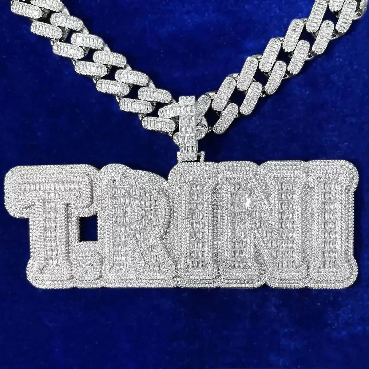 Iced-Out T-Set Diamond Custom Letter Name Pendant