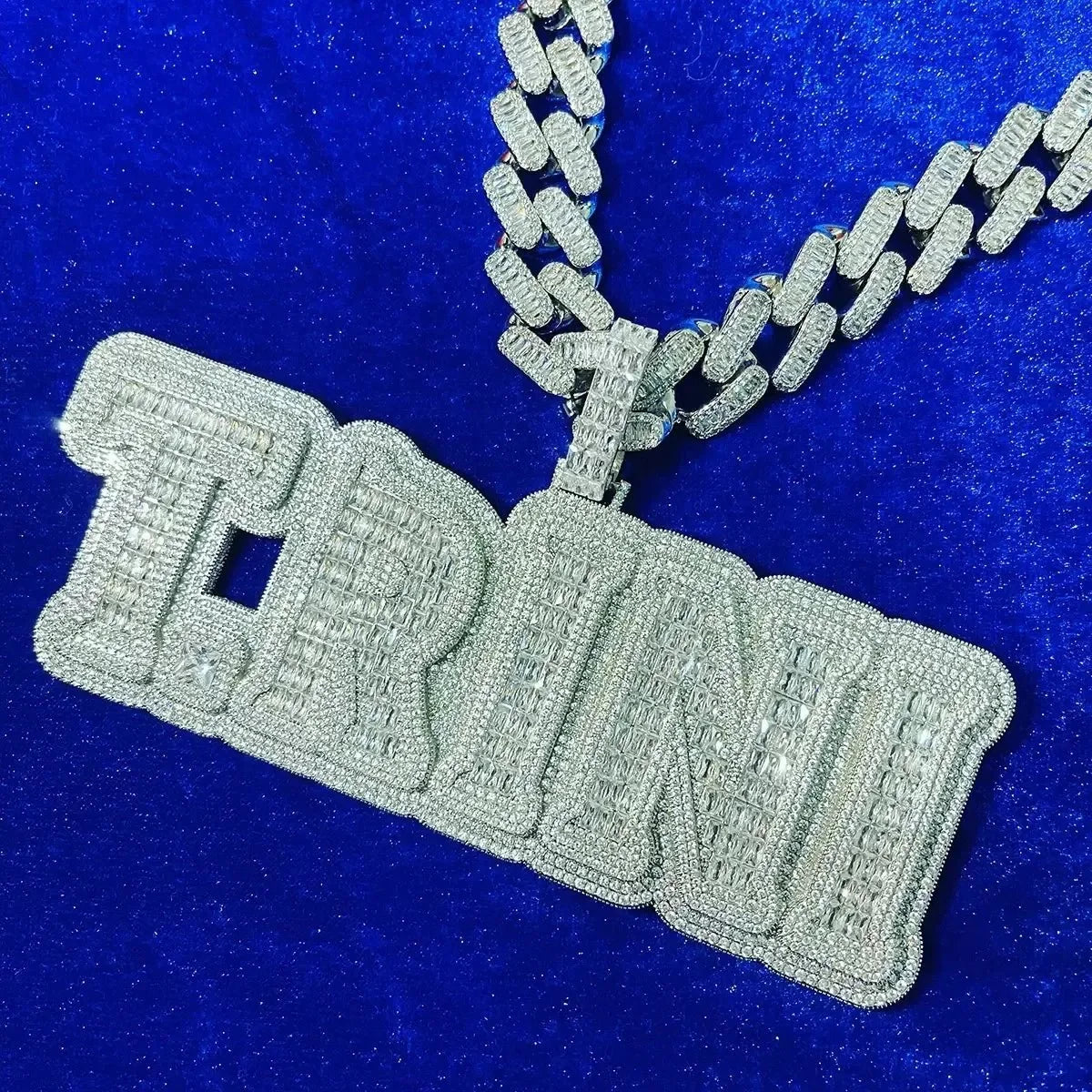 Iced-Out T-Set Diamond Custom Letter Name Pendant