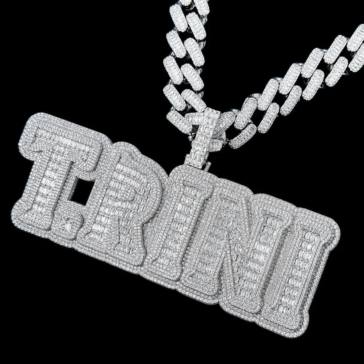 Iced-Out T-Set Diamond Custom Letter Name Pendant