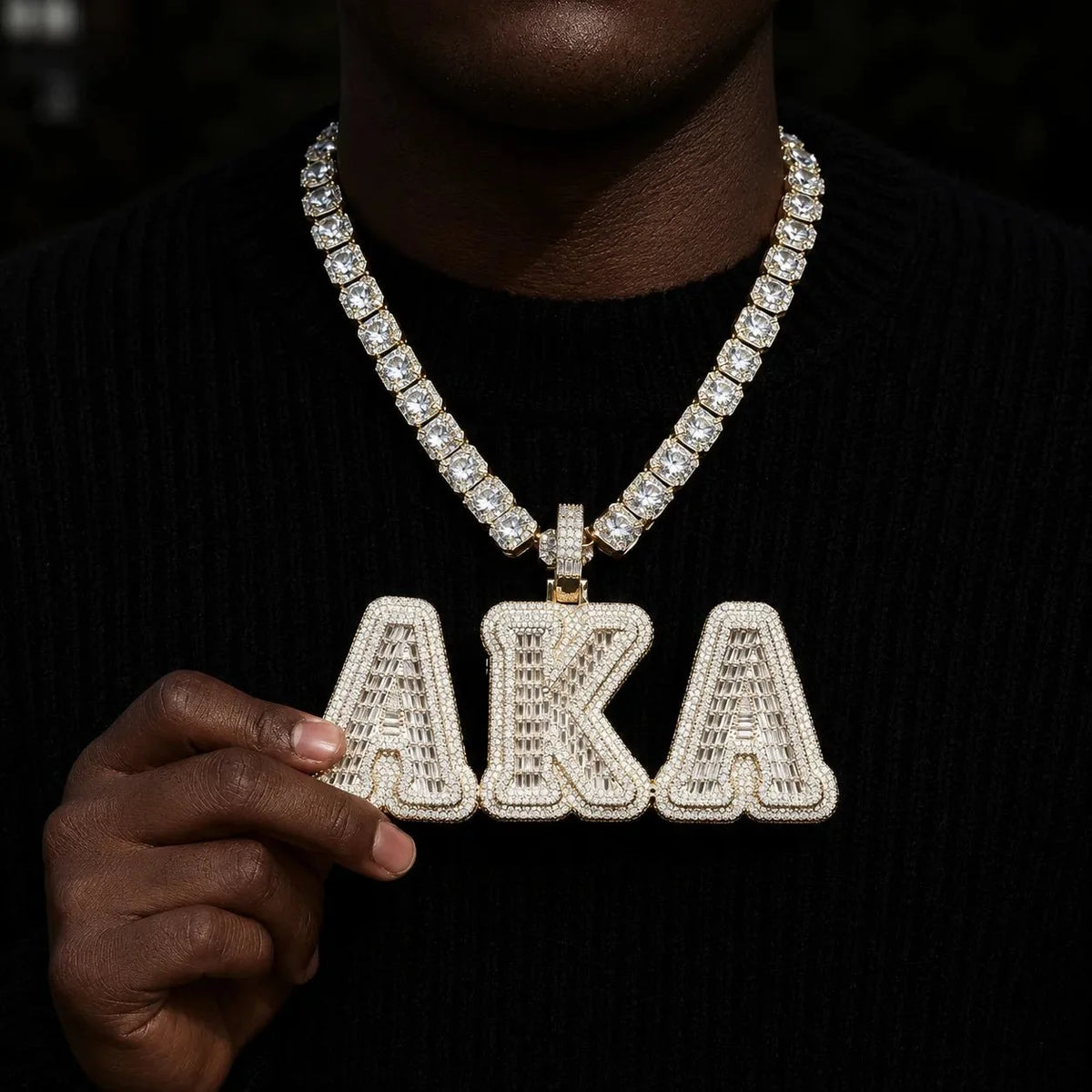 Iced-Out T-Set Diamond Custom Letter Pendant