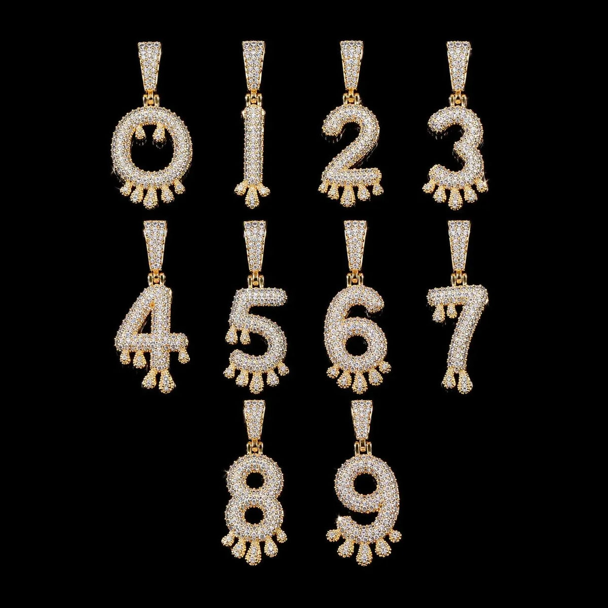 Iced Teardrop Letter & Number Pendant