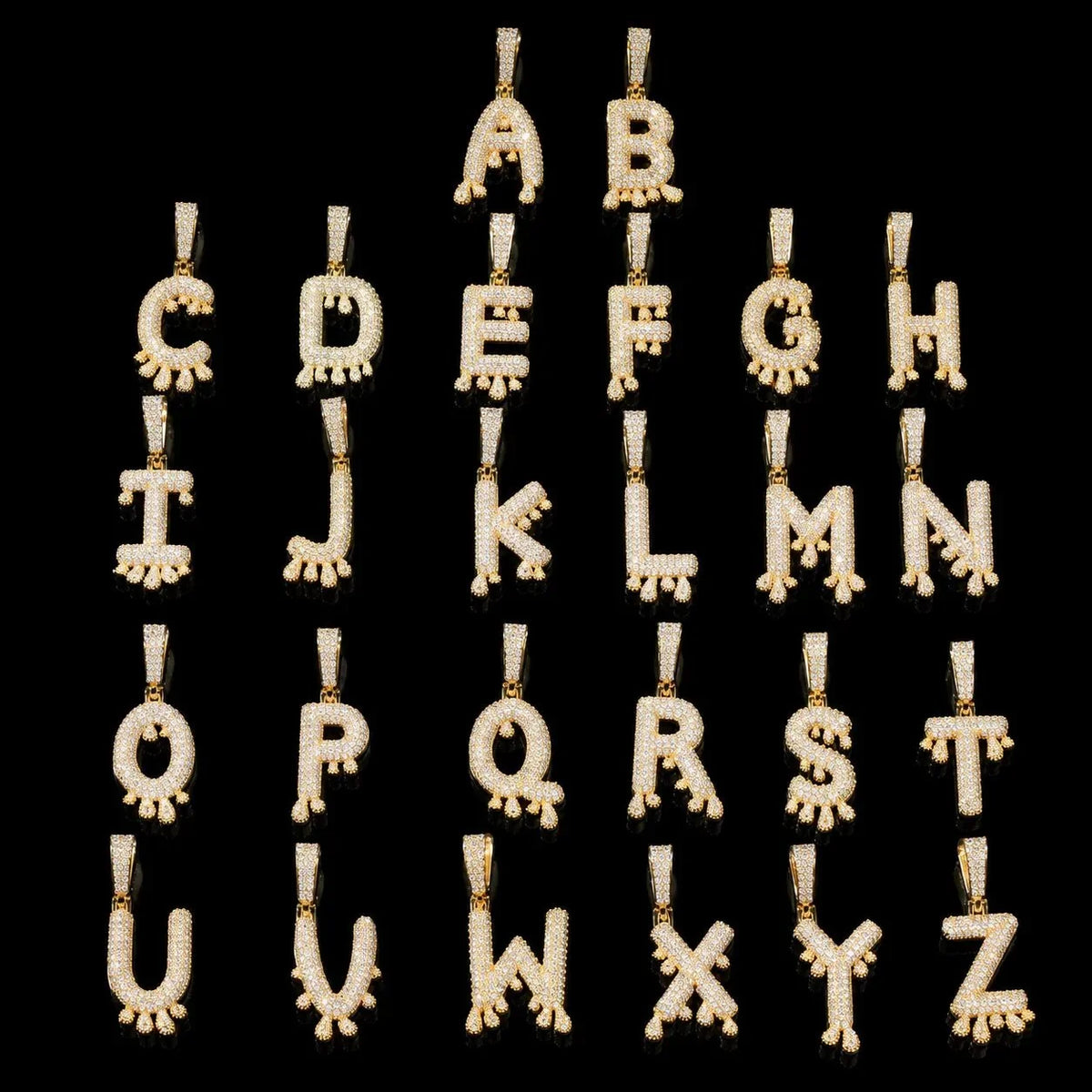 Iced Teardrop Letter & Number Pendant