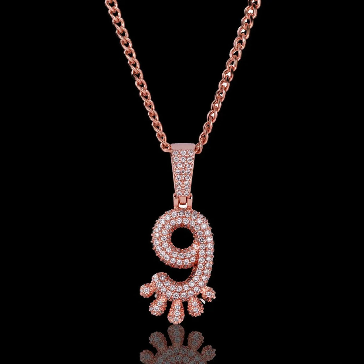 Iced Teardrop Letter & Number Pendant