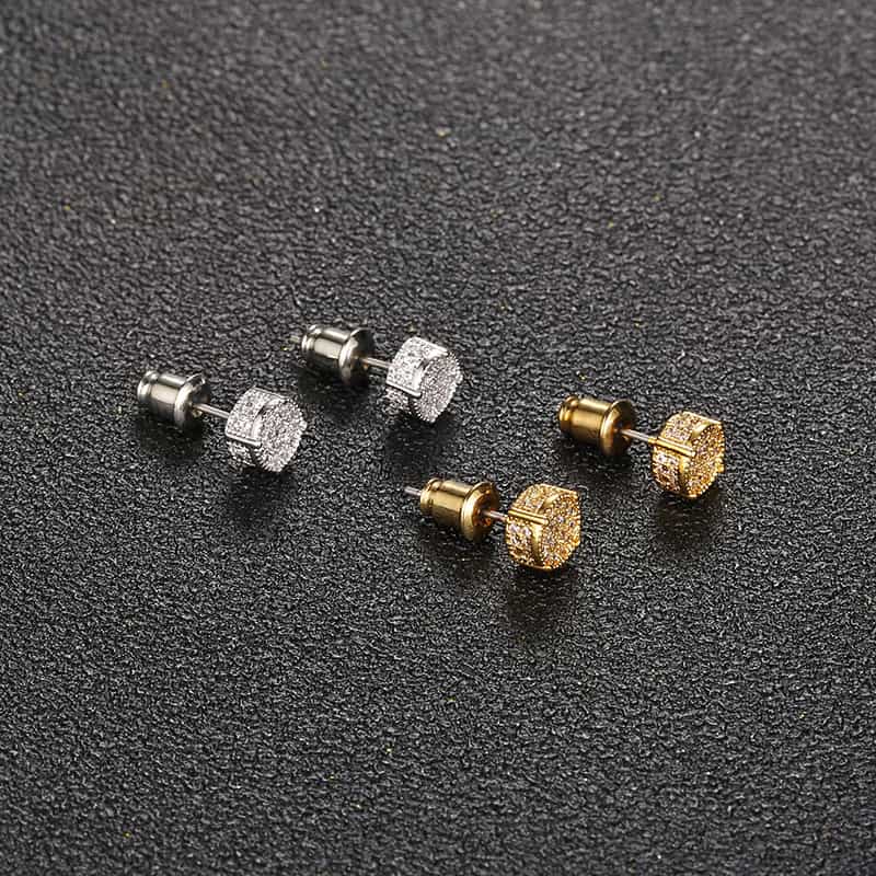 Luxury Round Micro Pave Diamond Stud Earrings