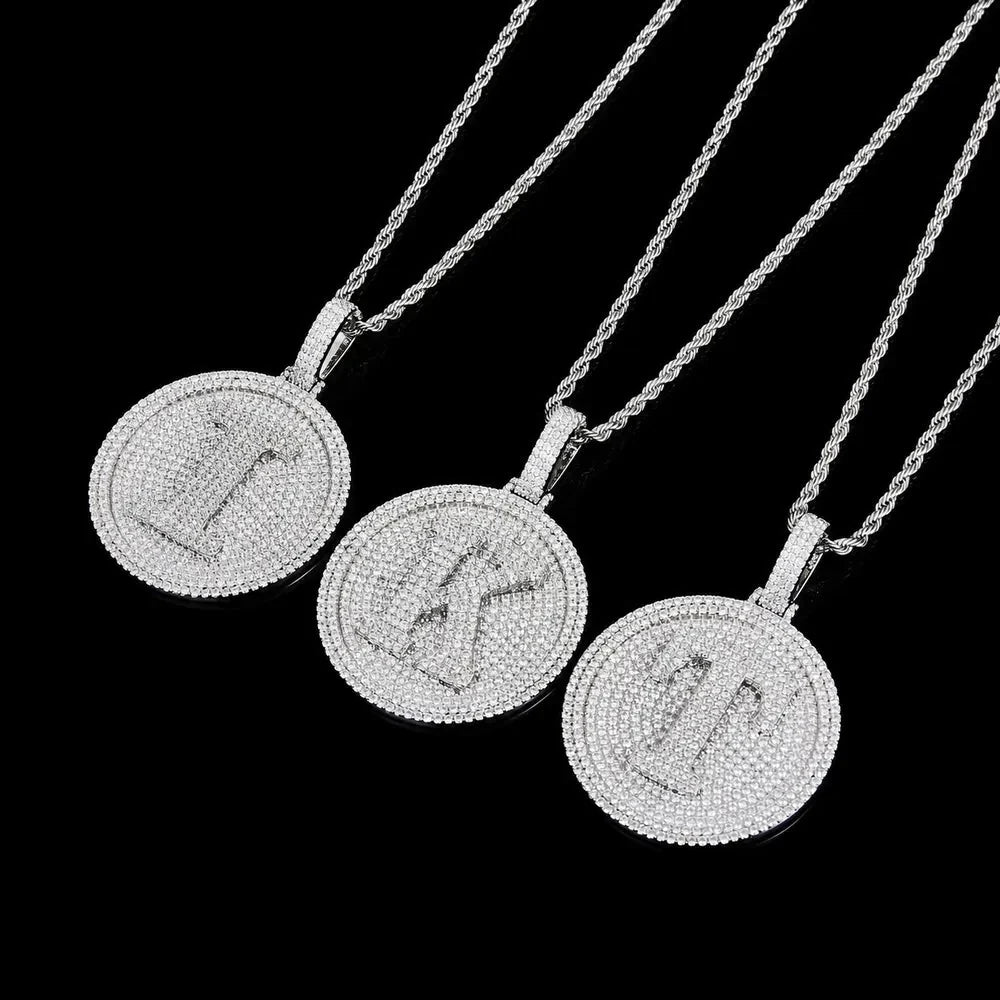 Medium Round 26-Letter Iced-Out Pendant - 60mm