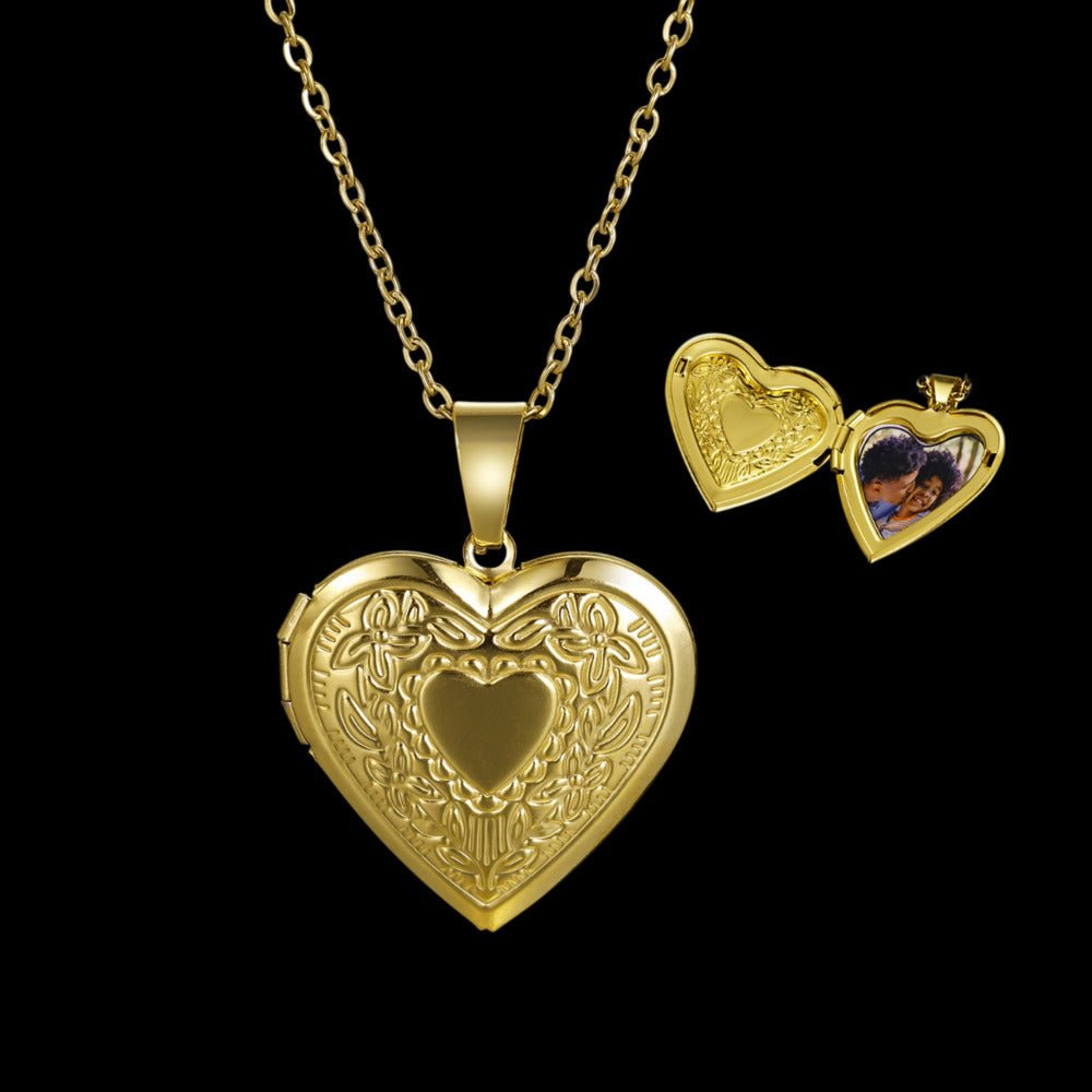 Memorial Engraved Heart-Shaped Custom Photo Pendant - 28mm