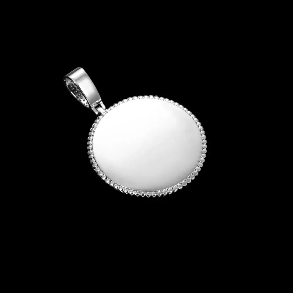 Memory Custom Photo Frame Round Pendant in Yellow Gold - 36mm