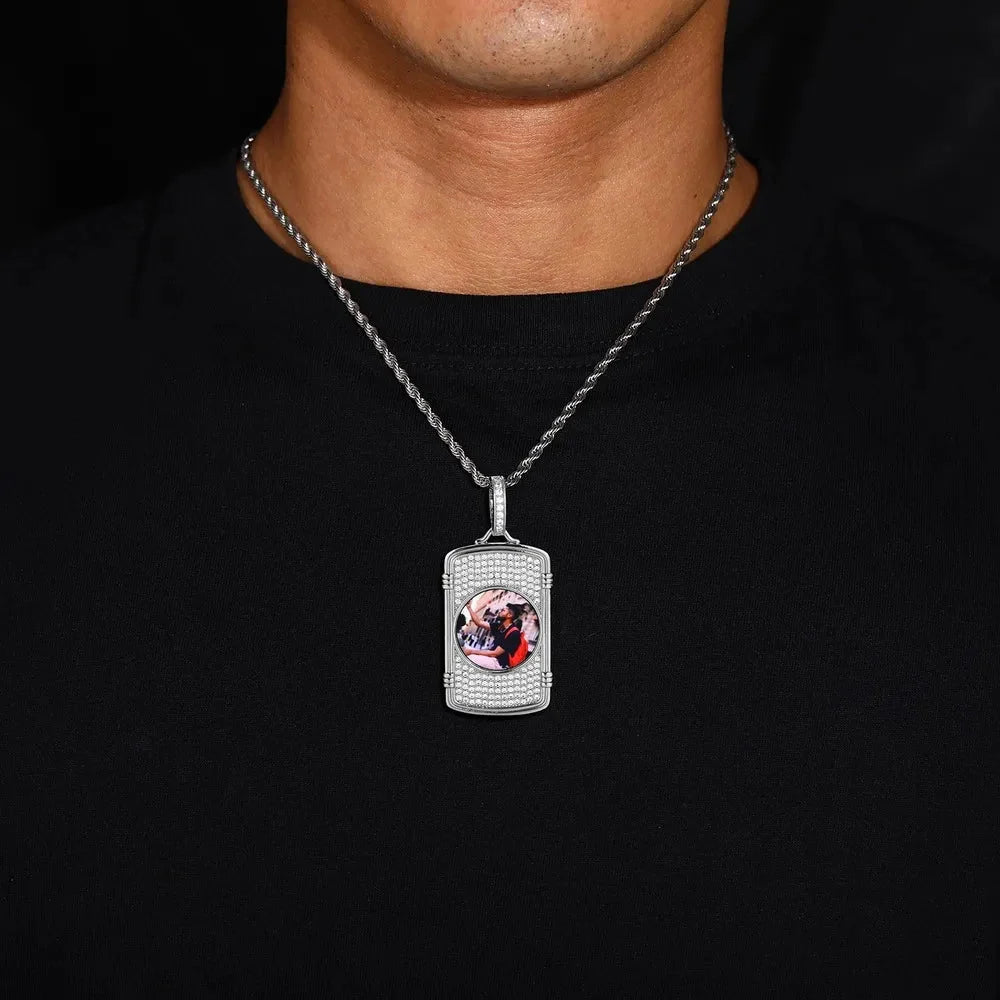 Memory Round Photo Frame Rectangular Pendant - 28mm