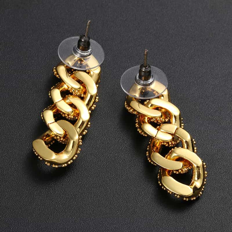 AURXYA Iced Triple Link Drop Earrings