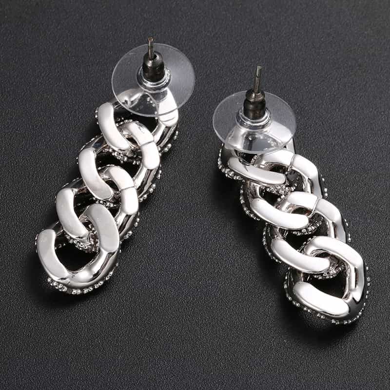 AURXYA Iced Triple Link Drop Earrings
