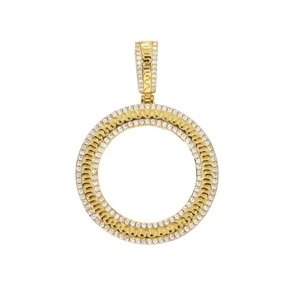 Rippled Classic Memory Round Photo Frame Pendant - 42mm