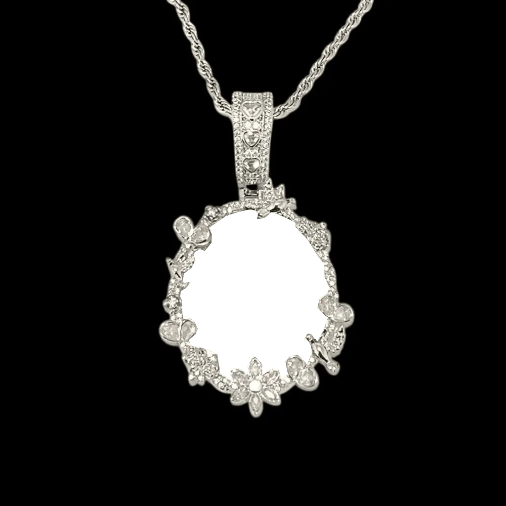 Rose’s Flower Custom Photo Oval Pendant