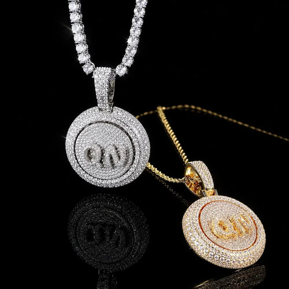 Rotating Custom 3D Letter Round Pendant – 43mm