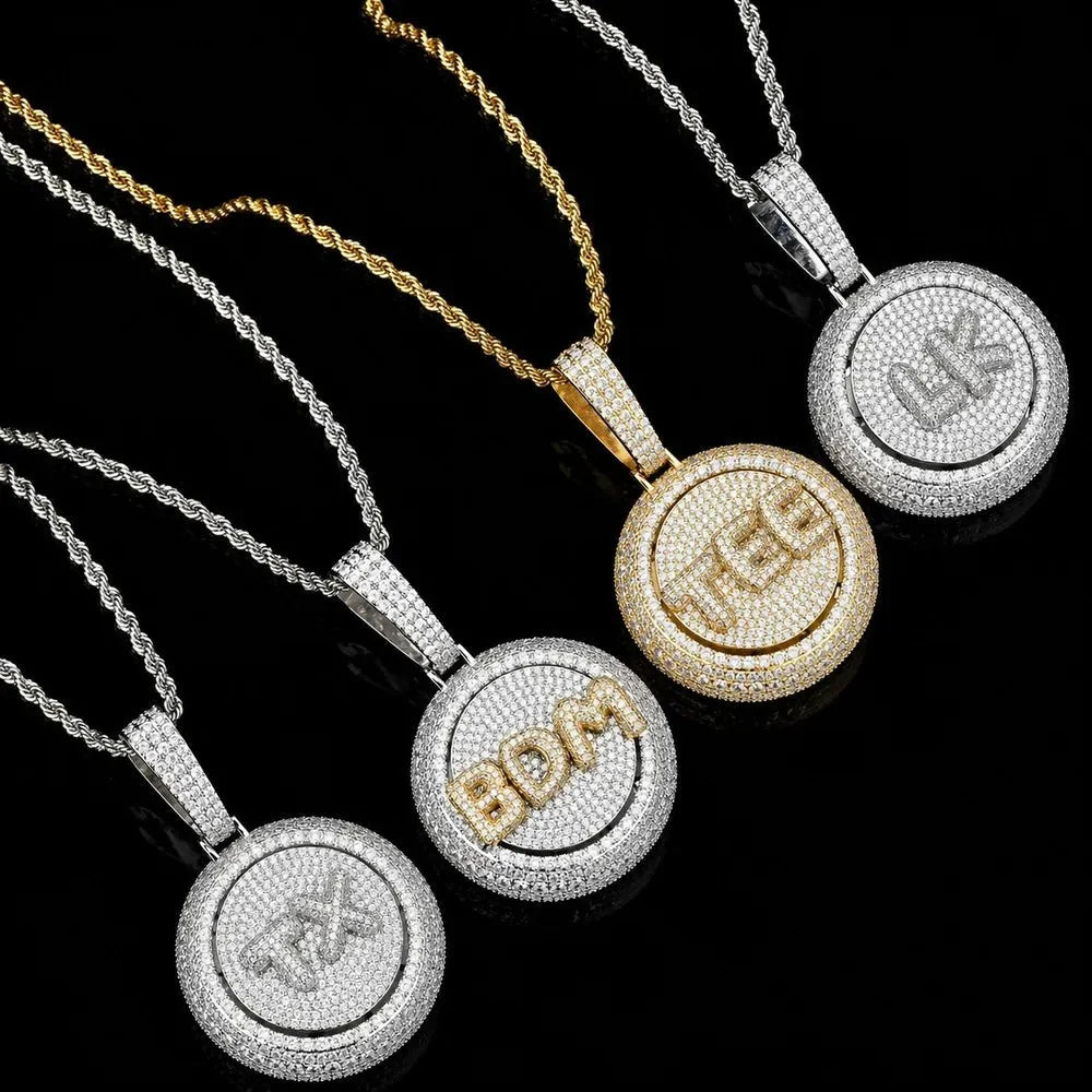 Rotating Custom 3D Letter Round Pendant – 43mm
