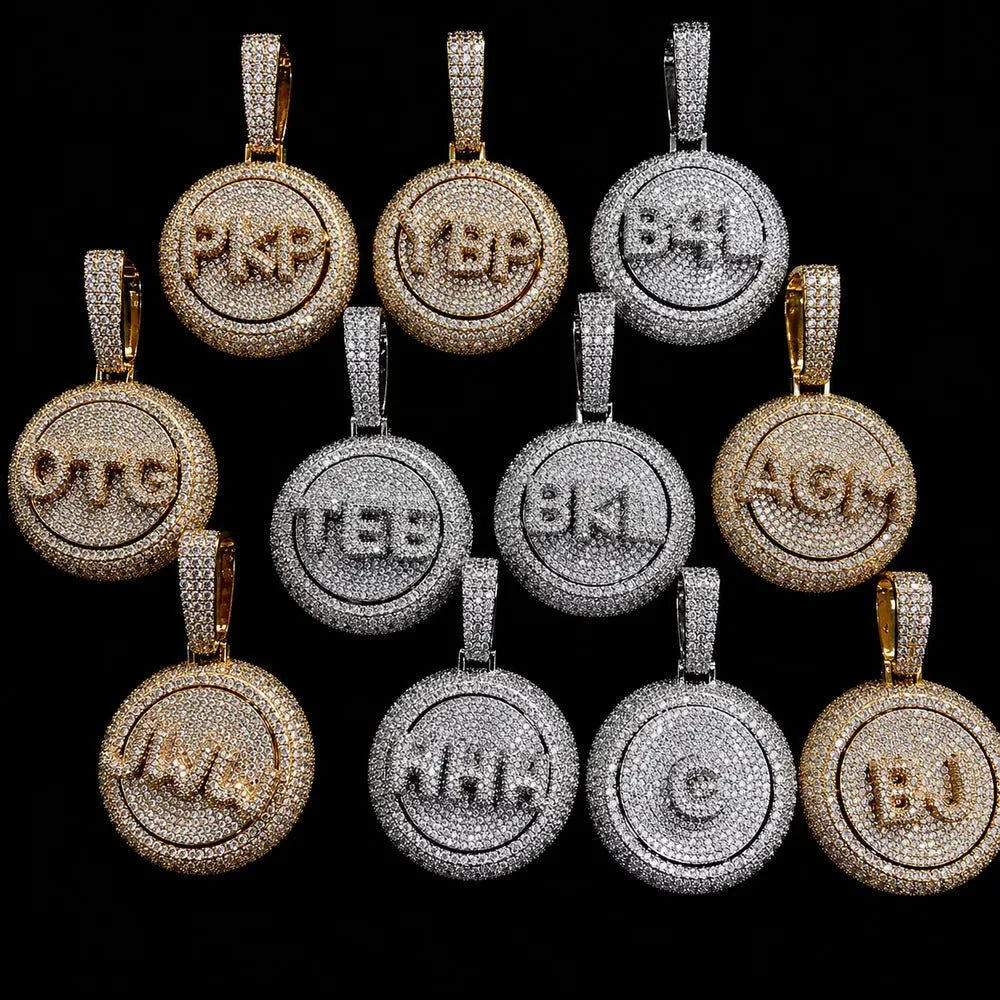 Rotating Custom 3D Letter Round Pendant – 43mm