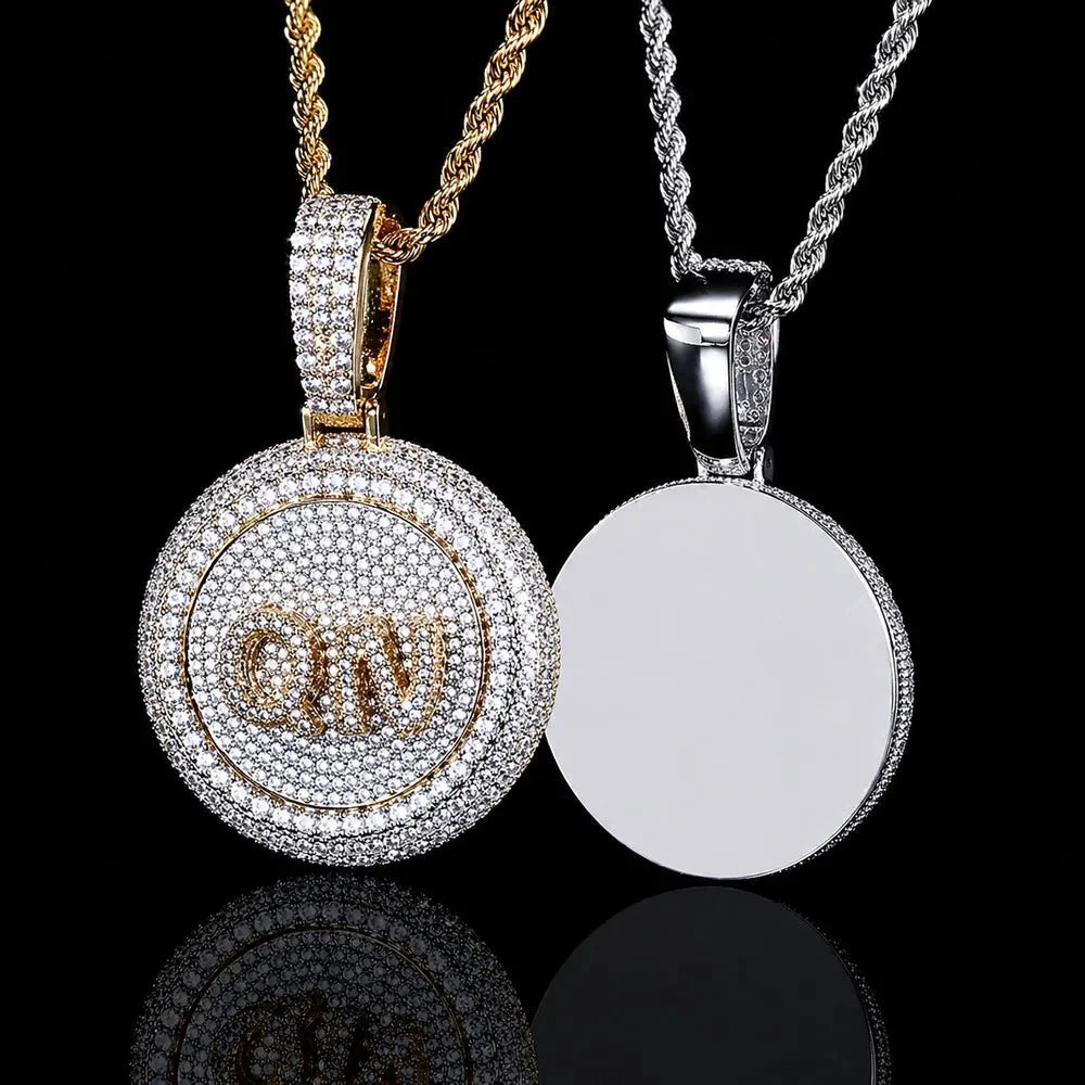 Rotating Custom 3D Letter Round Pendant – 43mm
