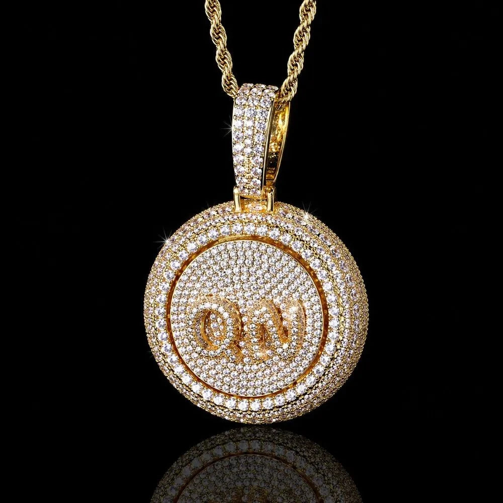 Rotating Custom 3D Letter Round Pendant – 43mm