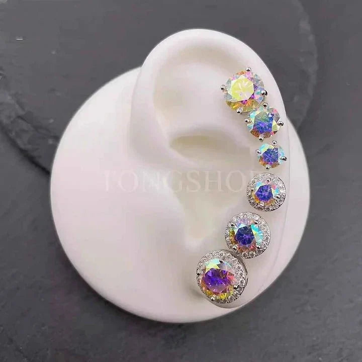 S925 Colorful Moissanite Laser Stud Earrings VVS