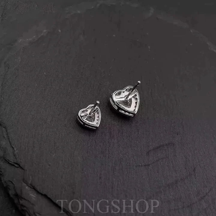 S925 Moissanite Heart-Shaped Rock Candy Earrings Love