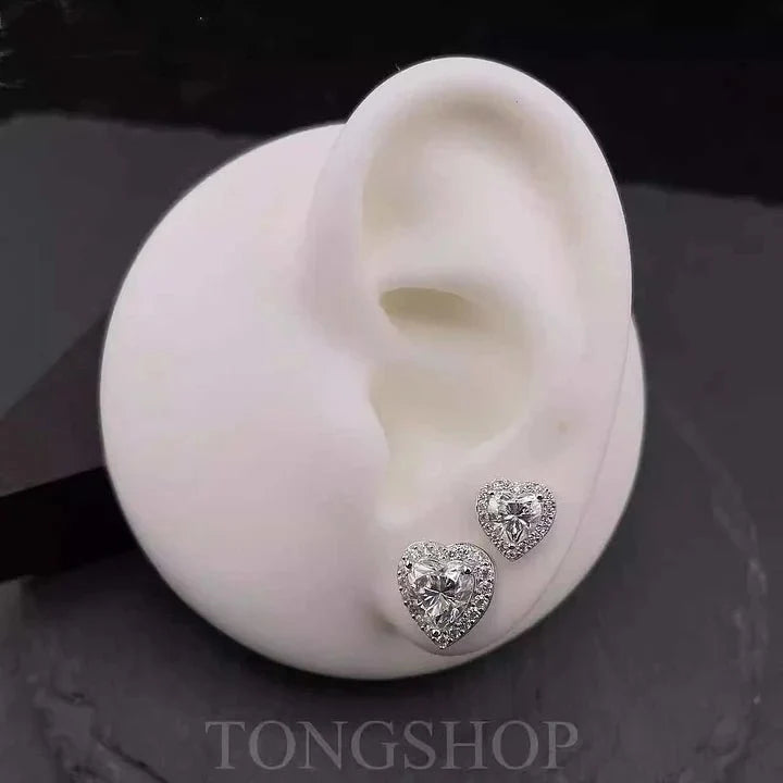 S925 Moissanite Heart-Shaped Rock Candy Earrings Love