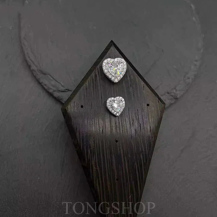 S925 Moissanite Heart-Shaped Rock Candy Earrings Love