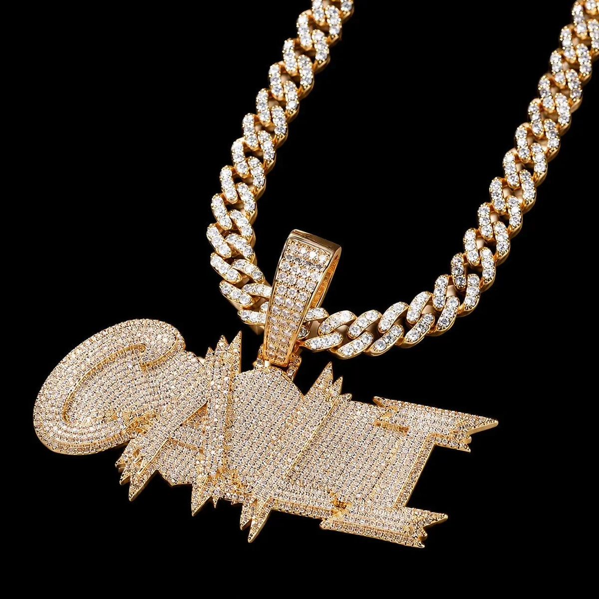 S925 & VVS Moissanite Custom Solid Ice-Block-Style Letter/Name Pendant