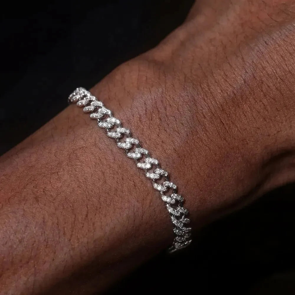 S925 & VVS Moissanite Iced Cuban Link Bracelet - 6mm