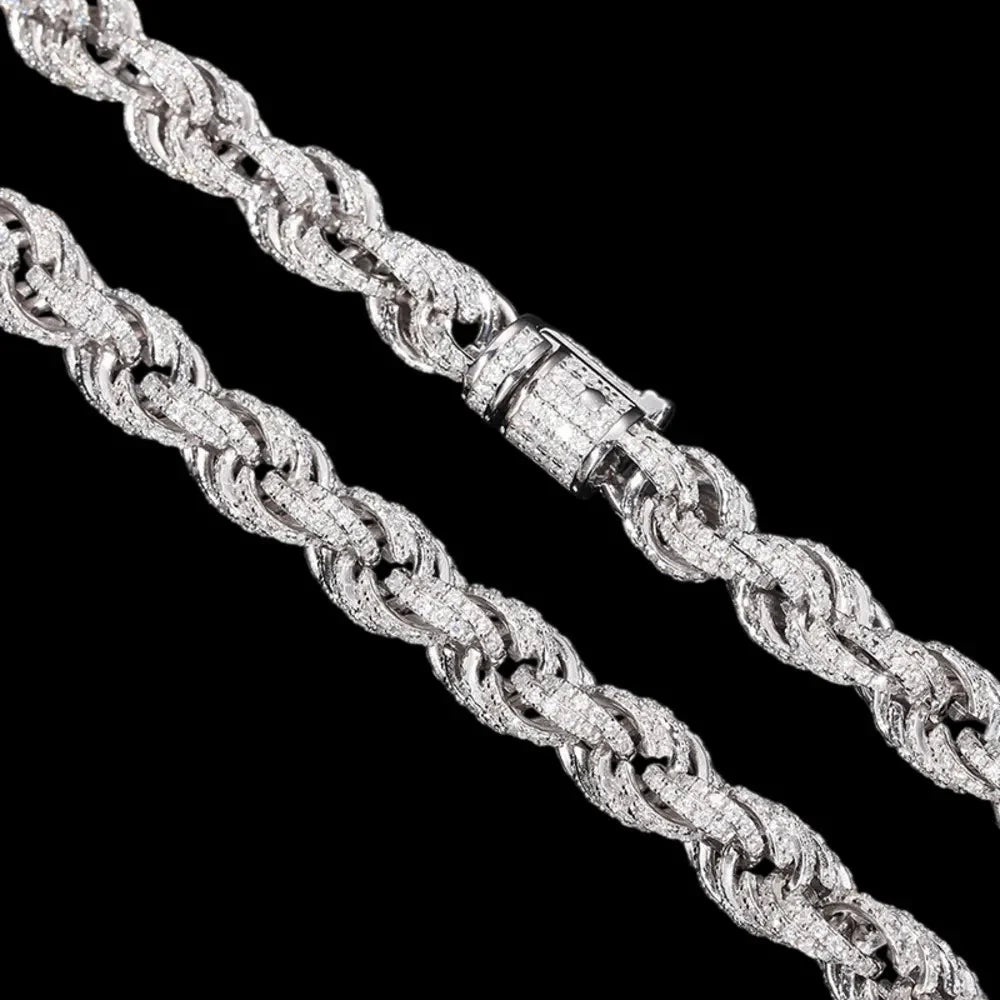 S925 & VVS Moissanite Iced Rope Bracelet - 8mm