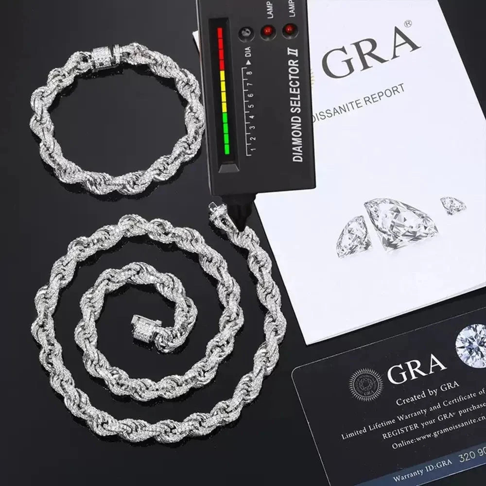 S925 & VVS Moissanite Iced Rope Bracelet - 8mm
