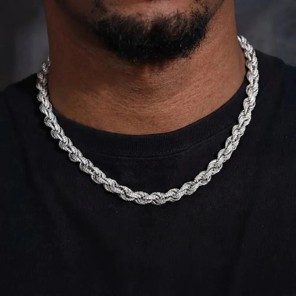 S925 & VVS Moissanite Iced Rope Chain - 8mm