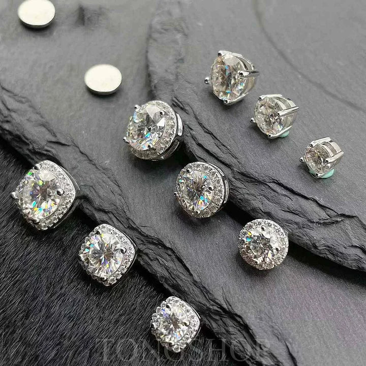 S925 VVS Moissanite Magnetic Earrings Four Claws & Rock Sugar Cube Starry Stars Full Diamond Earrings