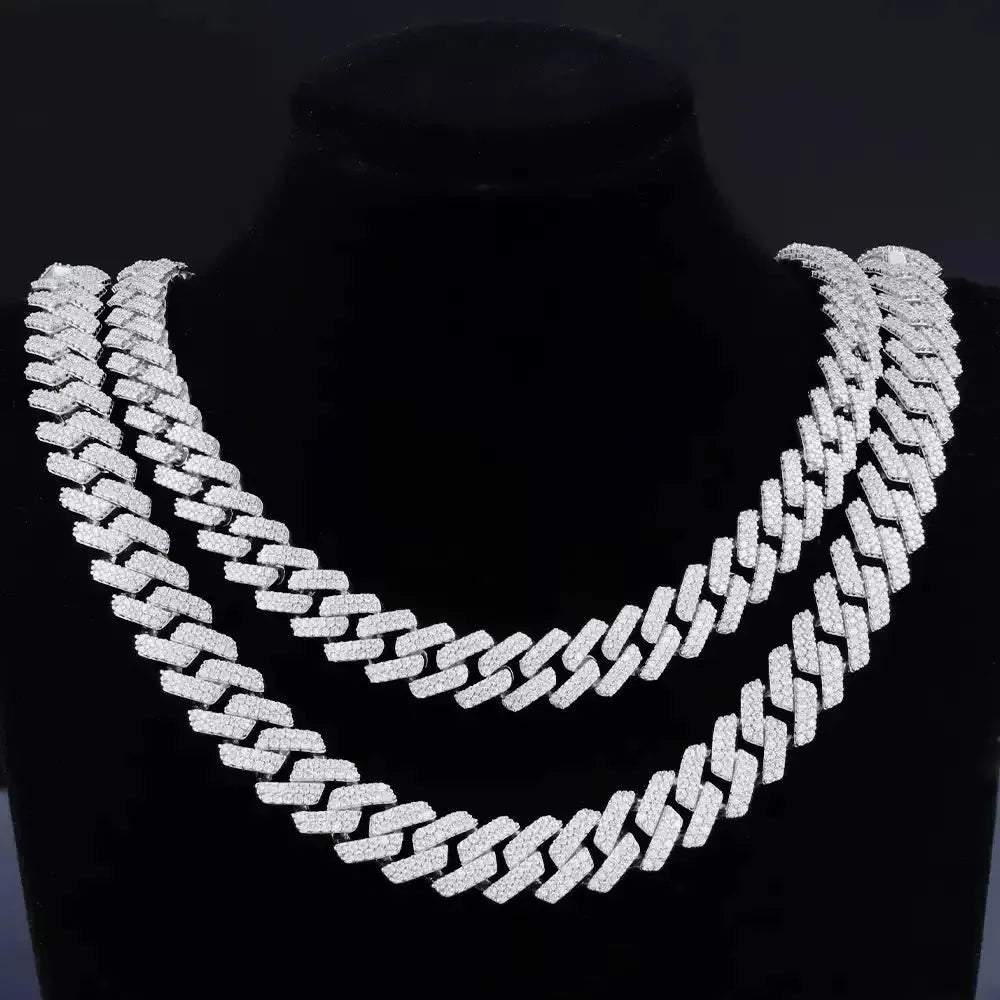 S925 VVS Moissanite Prong Setting Iced Cuban Link Chain