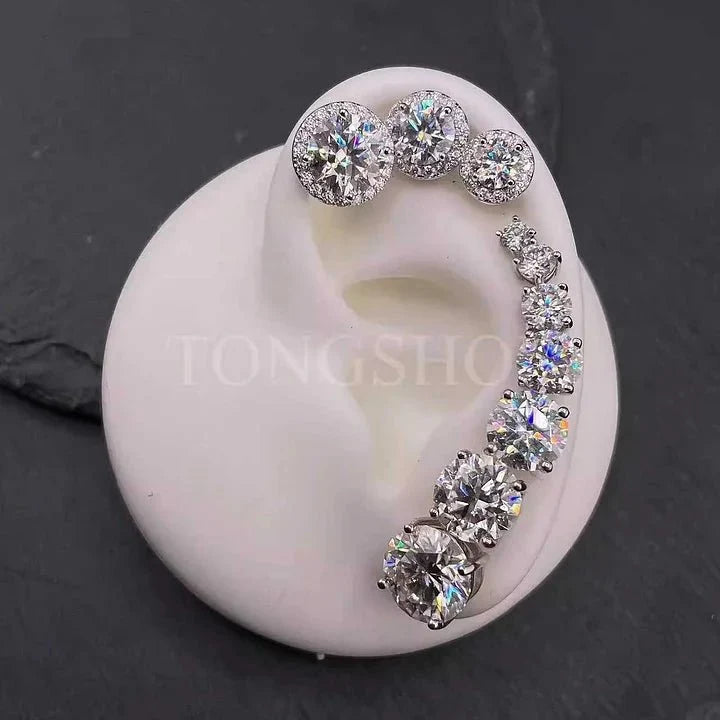 S925 VVS Moissanite Earrings Four-Prong Rock Candy