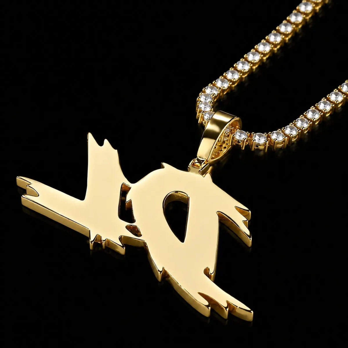 Solid Custom Diamond-Set Spiked Letter Pendant