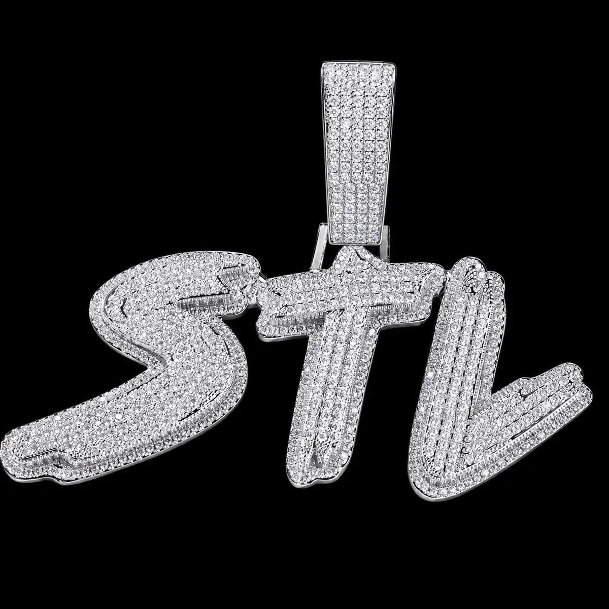 Solid Diamond-Set Custom Name/Initial Pendant