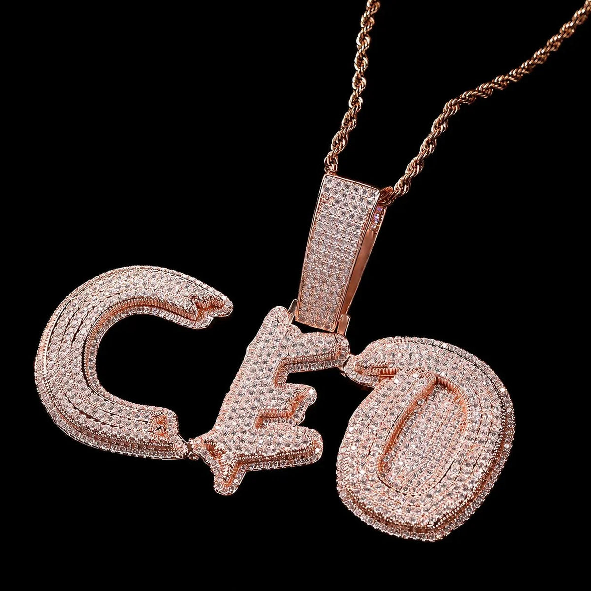 Solid Diamond-Set Custom Name/Initial Pendant