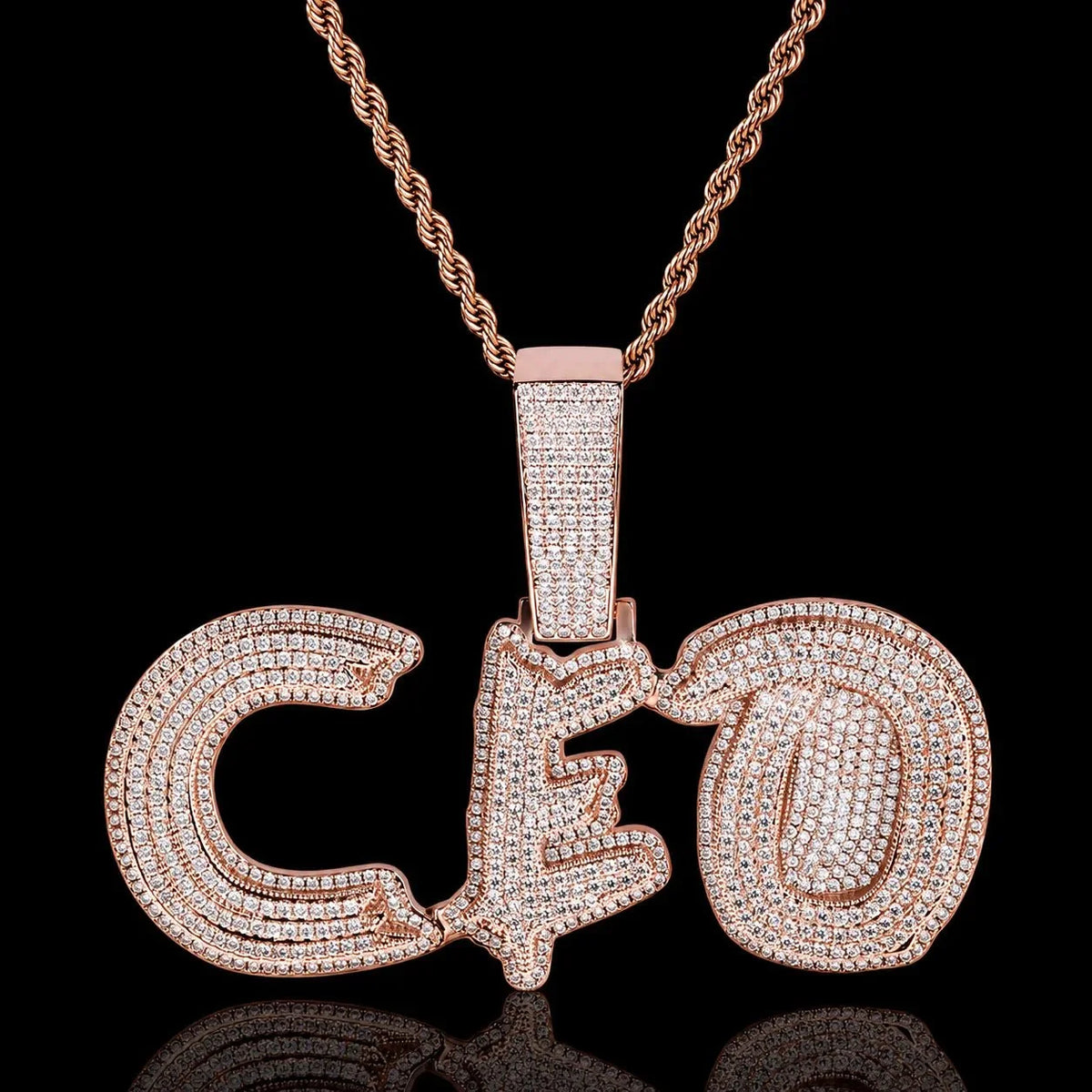 Solid Diamond-Set Custom Name/Initial Pendant