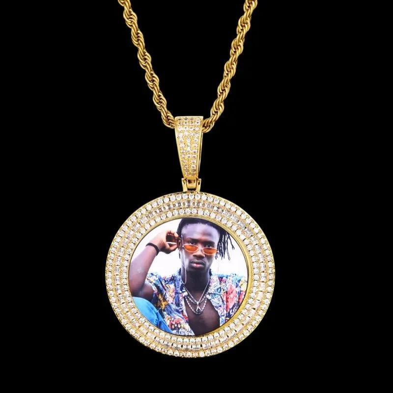 Solid Ice Custom 3D Photo Round Pendant - 40mm
