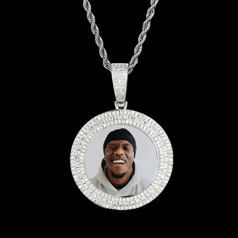 Solid Ice Custom 3D Photo Round Pendant - 40mm